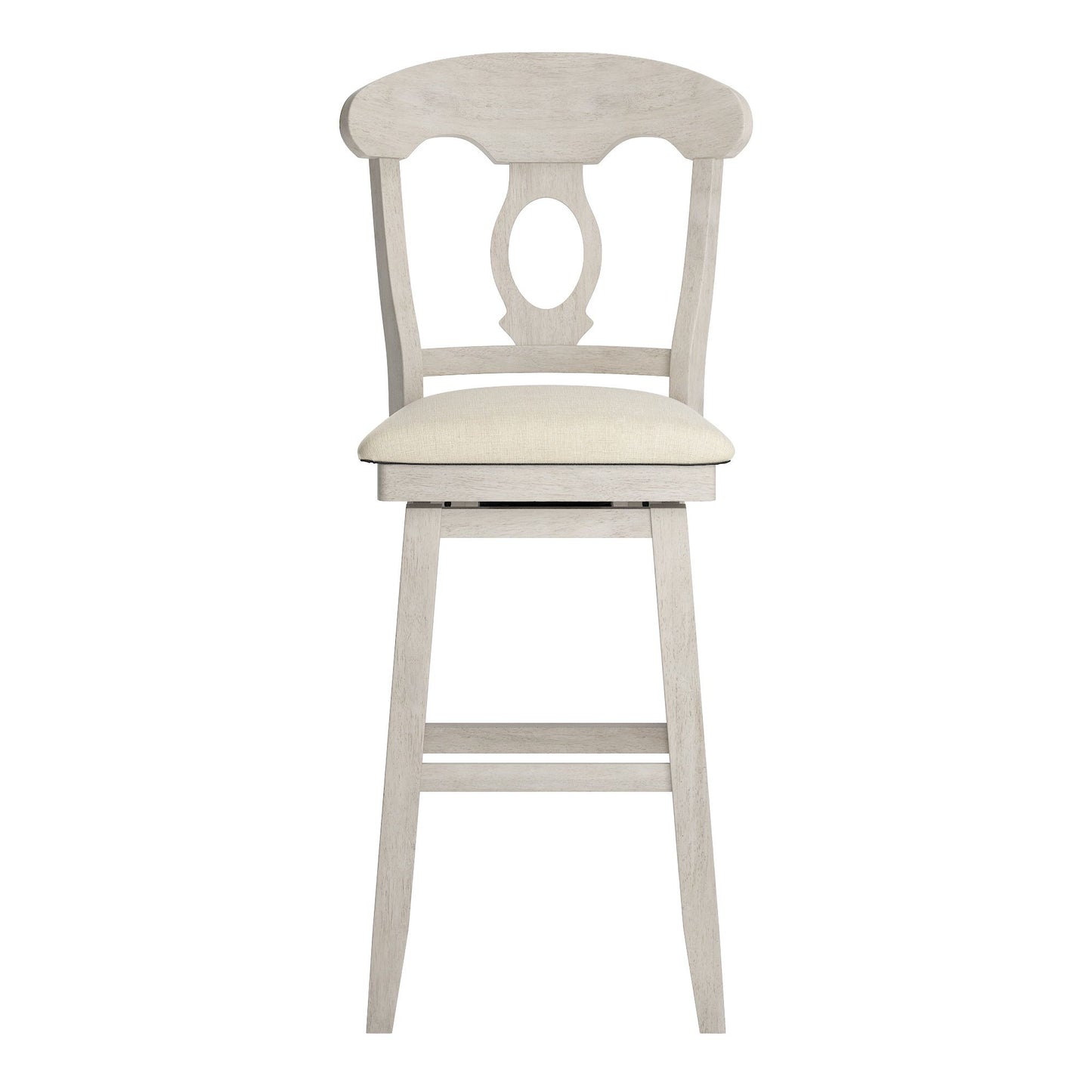 Napoleon Back Wood Swivel Bar Stool - Antique White Finish