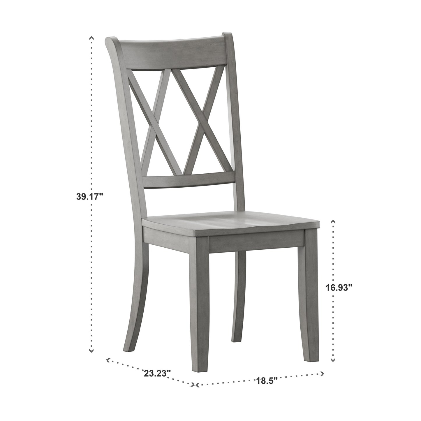 Double X Back Wood Dining Chairs (Set of 2) - Antiqua Gray Finish