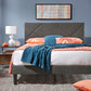 Upholstered Platform Bed with Geometric Headboard - Gray, Queen (Queen Size)