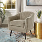 Mid-Century Modern Channel-Tufted Accent Chair with Removable Cushion Cover - Taupe