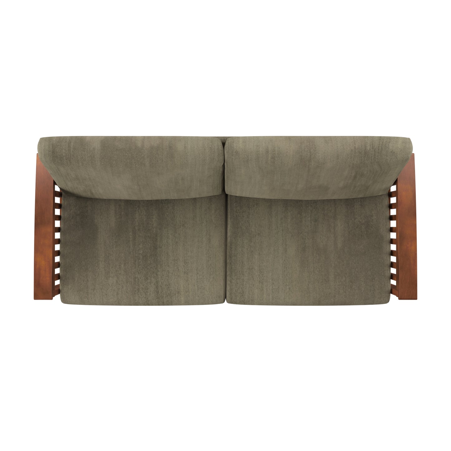 Mission-Style Wood Sofa - Olive Microfiber, Oak Finish