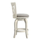 Scroll Back Swivel Stool - 24" Counter Height, Antique White Finish, Gray Linen