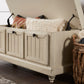 Storage Bench with Linen Seat Cushion - Antique White Finish