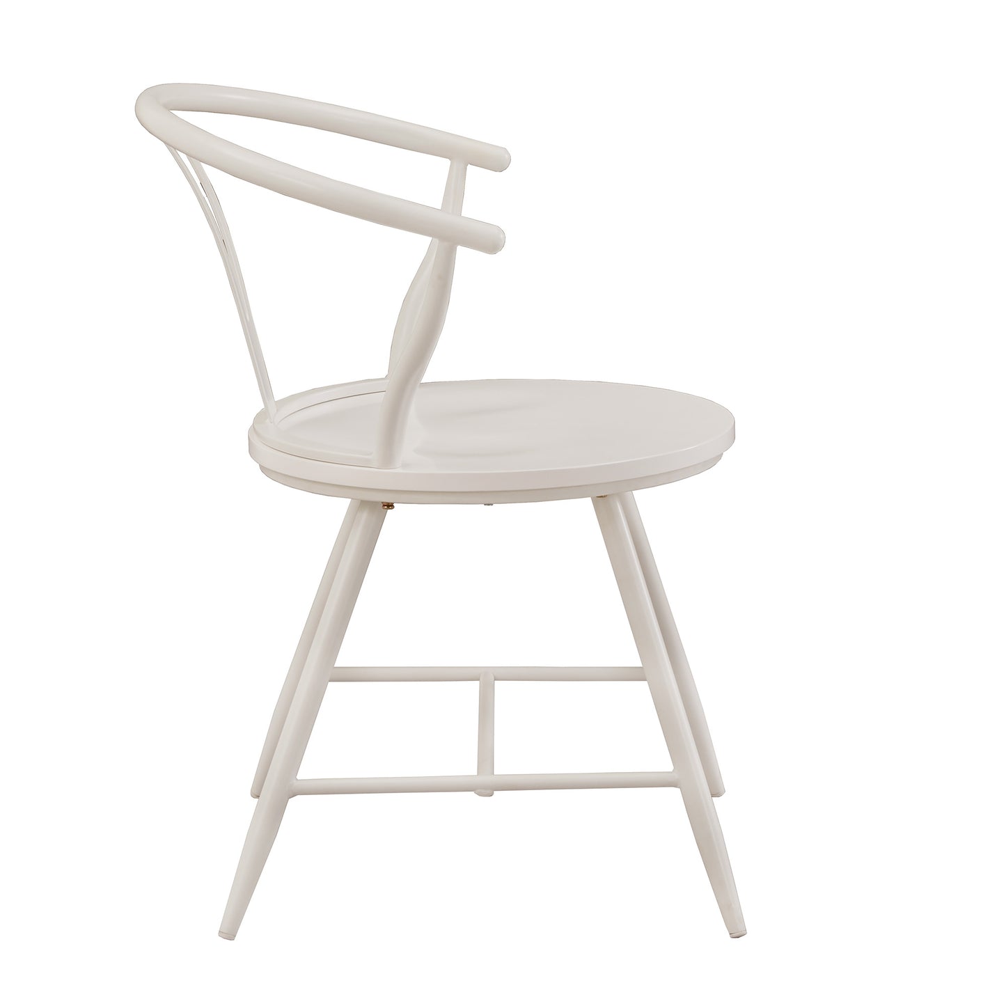 Wishbone Back Metal Side Chair with Wood Seat (Set of 2) - White