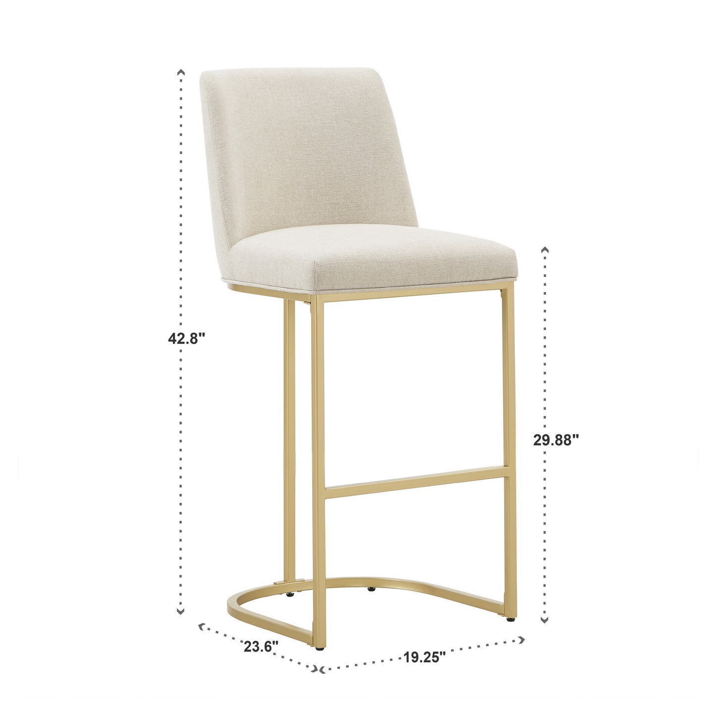 Bar and Counter Stool (Set of 2) - Beige, Bar Height