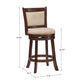 Upholstered Back Swivel Stool - 24" Counter Height, Cherry Finish, Beige Linen