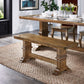 Two-Tone Trestle Leg Wood Dining Bench - Oak Top with Oak Base