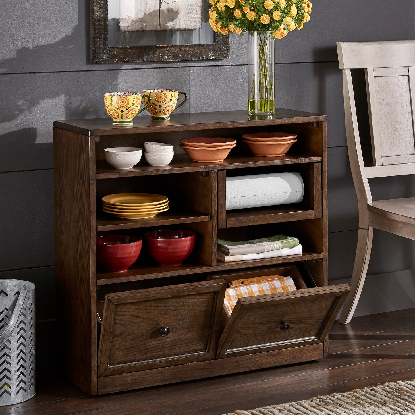 Rectangular Counter Height Dining Table - With One Storage Cabinet