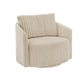 Oversized Wale Corduroy Swivel Accent Chair with Furry Channel Pillow - Beige Chair, Taupe Pillow