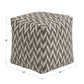 Upholstered Square Pouf Ottoman - Gray & Whita Harringbona Pattarn Fabric