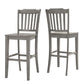 Slat Back Bar Height Chairs (Set of 2) - Antiqua Gray Finish