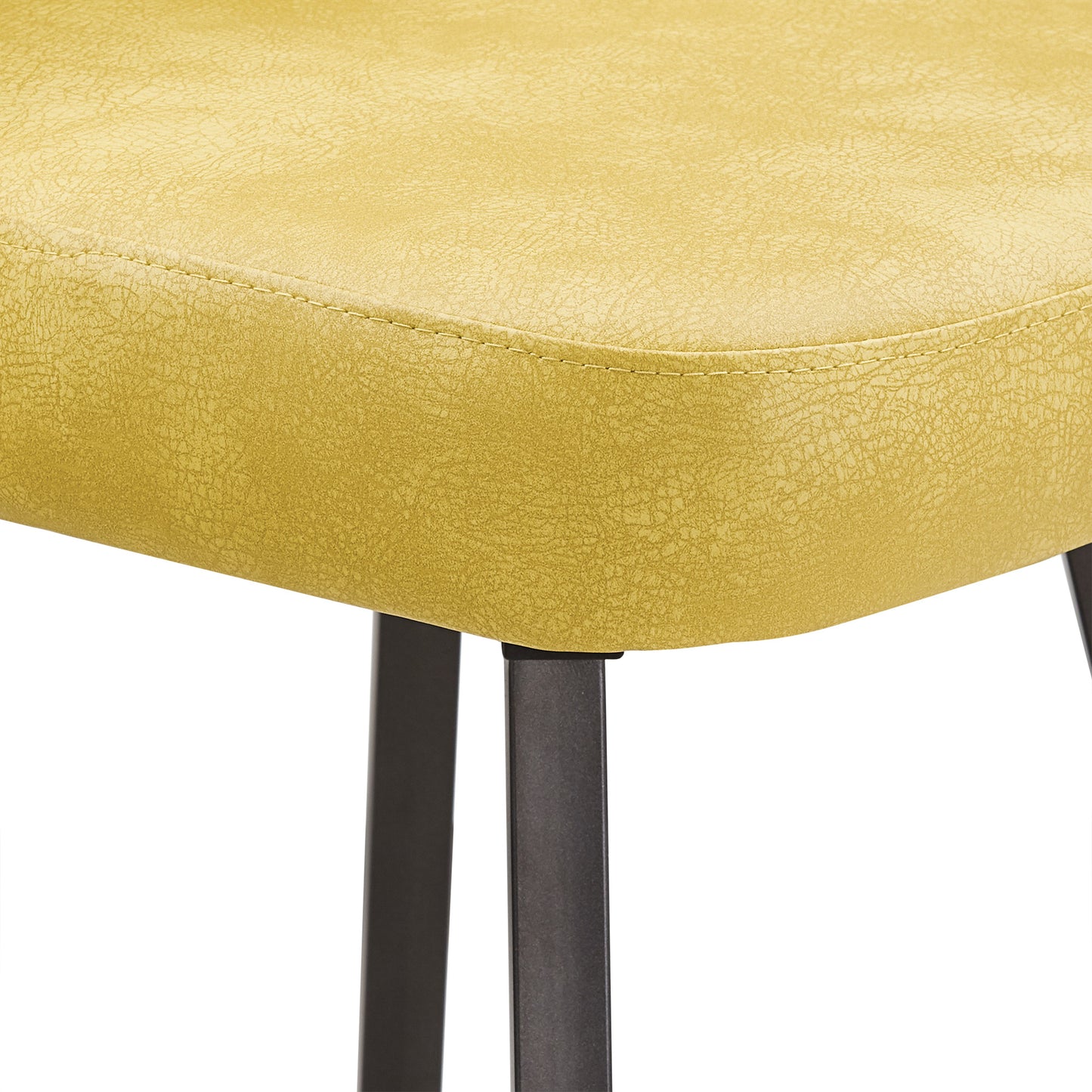 Upholstered Dining Chairs (Set of 2) - Yellow PU Leather