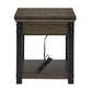 Wood Finish End Table with Built-In Outlets - Antique Gray