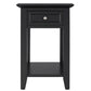 1-Drawer Side Table with Charging Station - Black