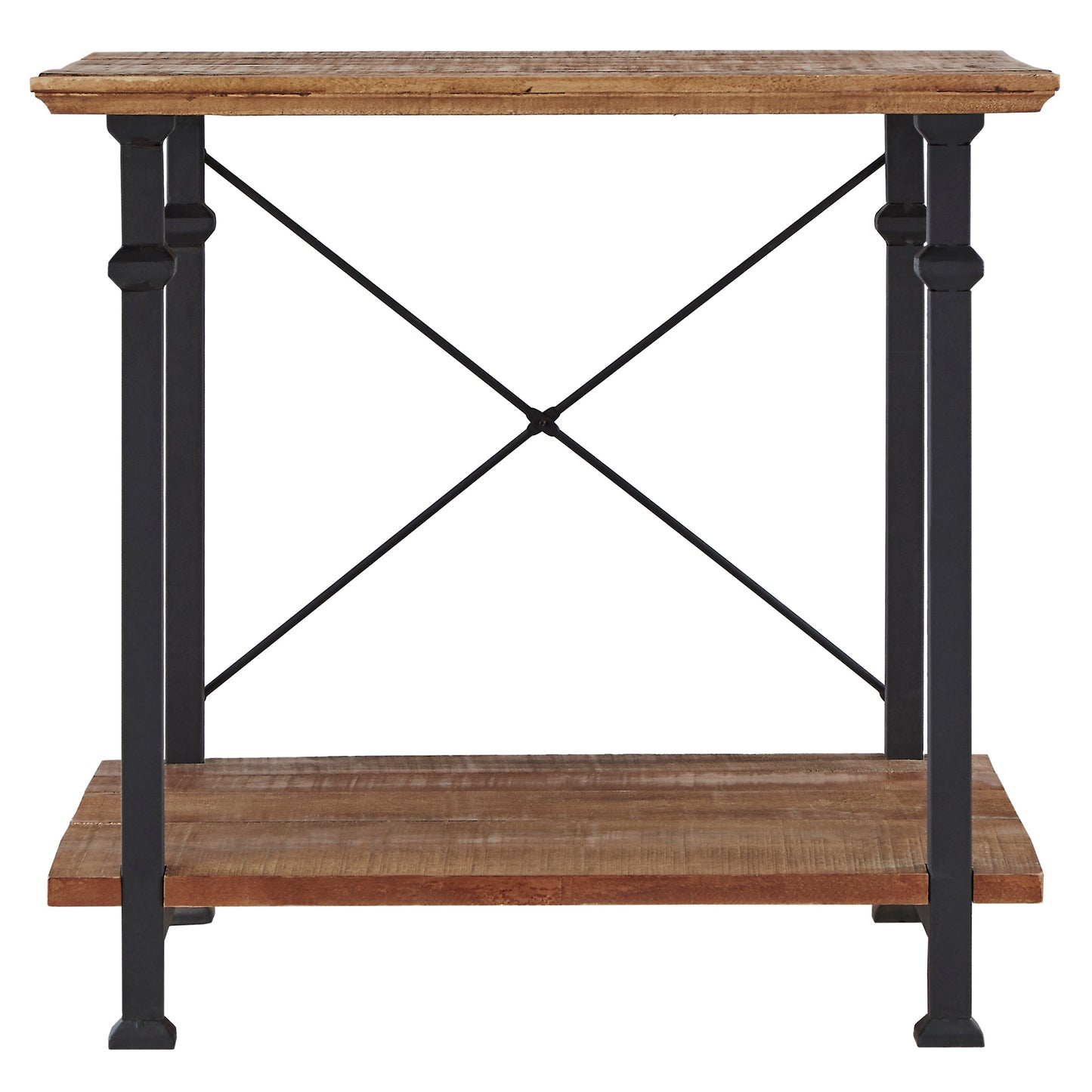 Vintage Industrial End Table - Oak Finish