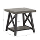 Rustic X-Base End Table with Shelf - Gray Finish