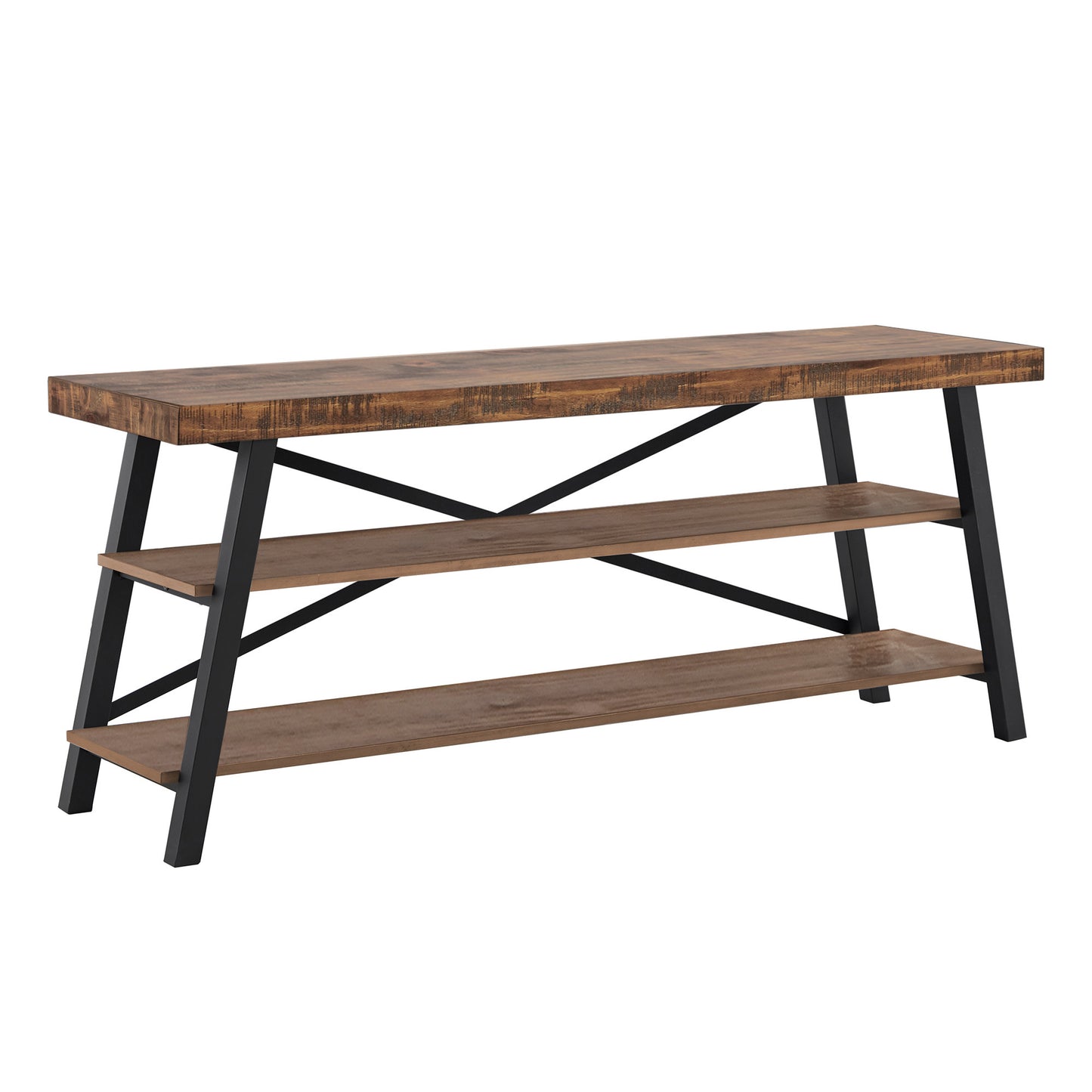 Rustic X-Base 60-inch TV Stand - Brown Finish