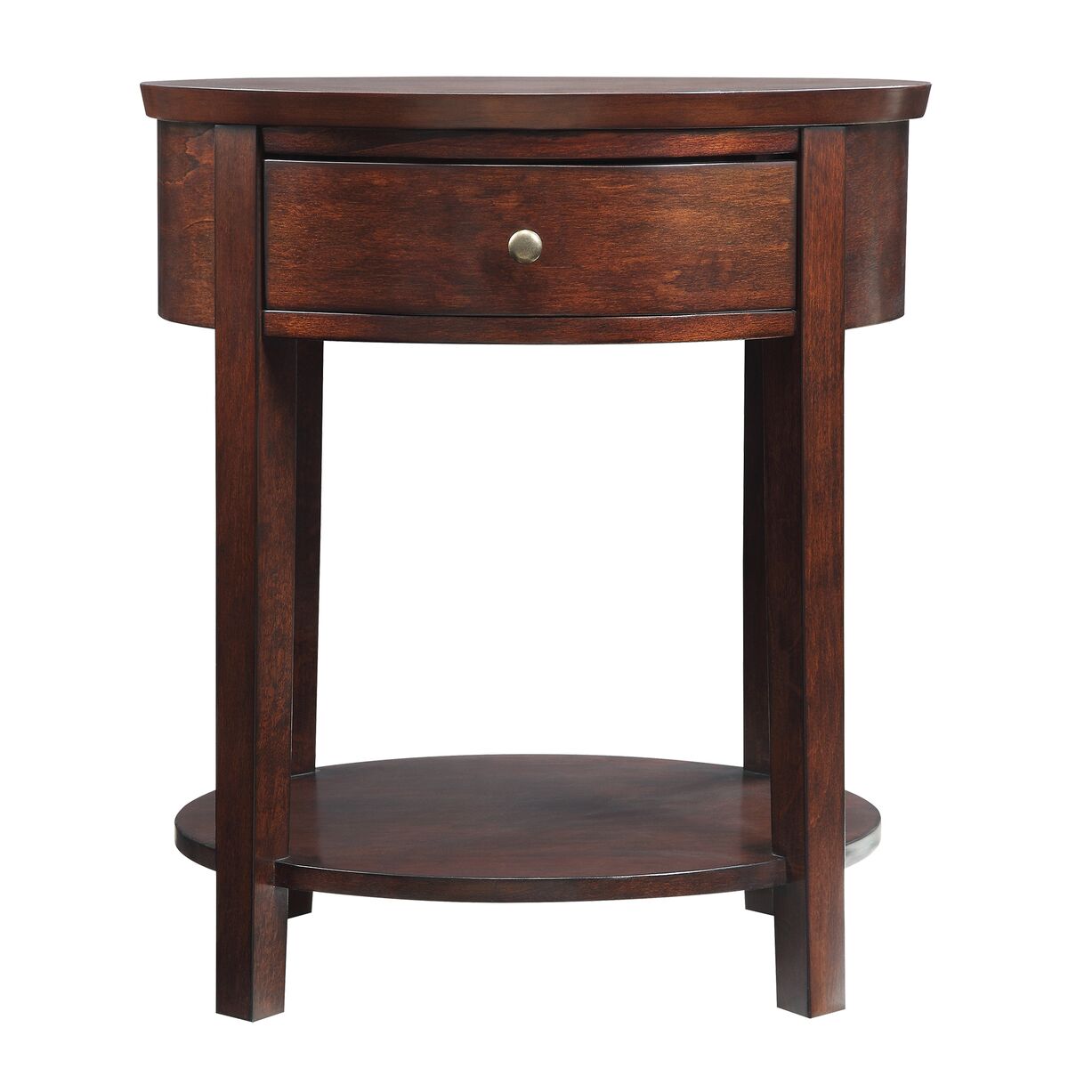 1-Drawer Oval End Table - Espresso