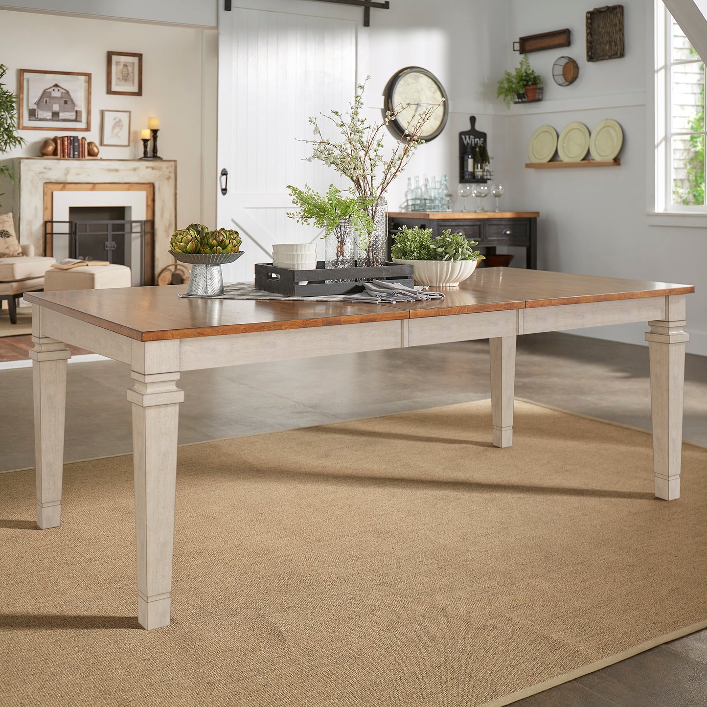 Solid Wood 64-82" Extendable Dining Table - Antique White