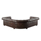 5-Seat L-Shaped Chesterfield Sectional Sofa - Brown Bonded Leather