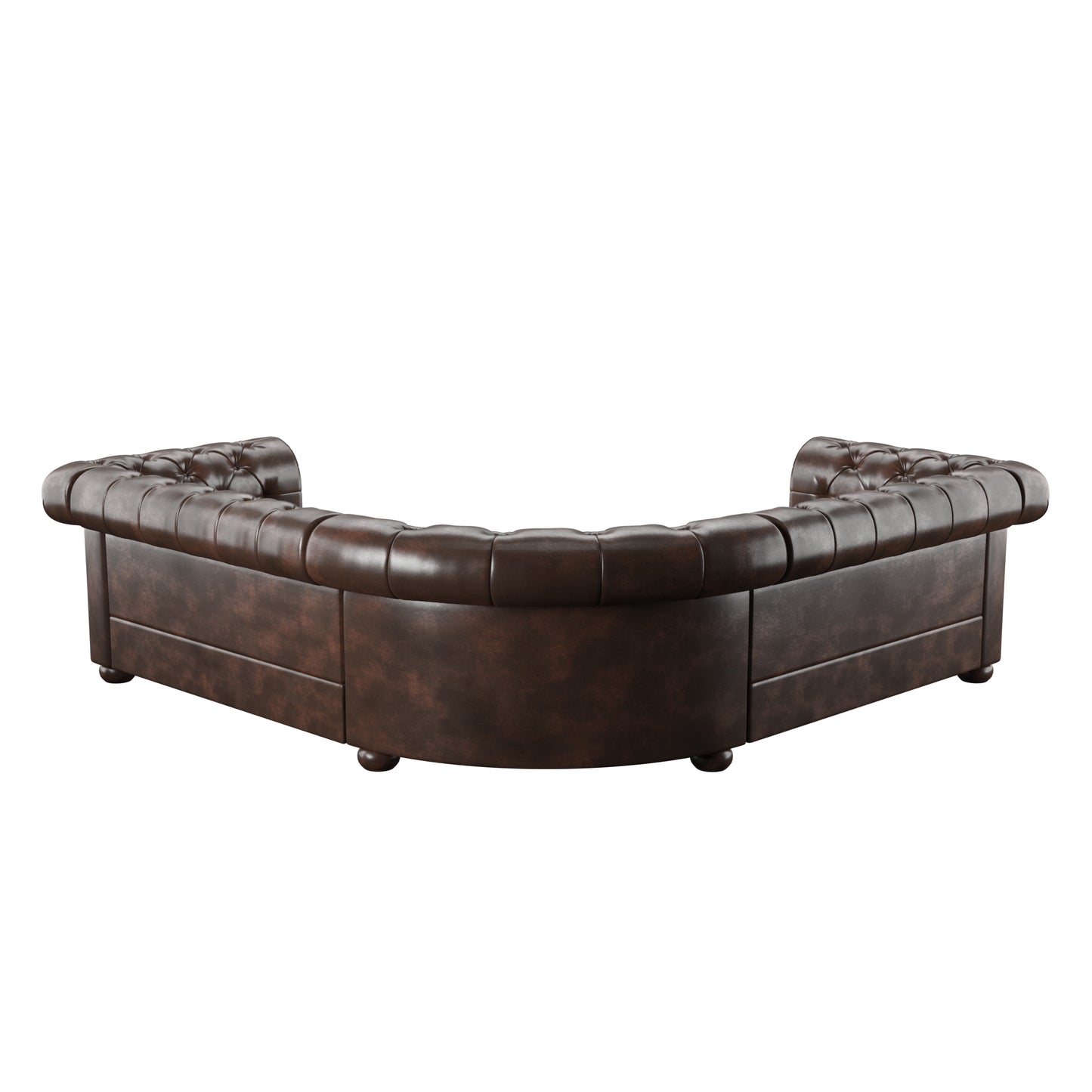 5-Seat L-Shaped Chesterfield Sectional Sofa - Brown Bonded Leather