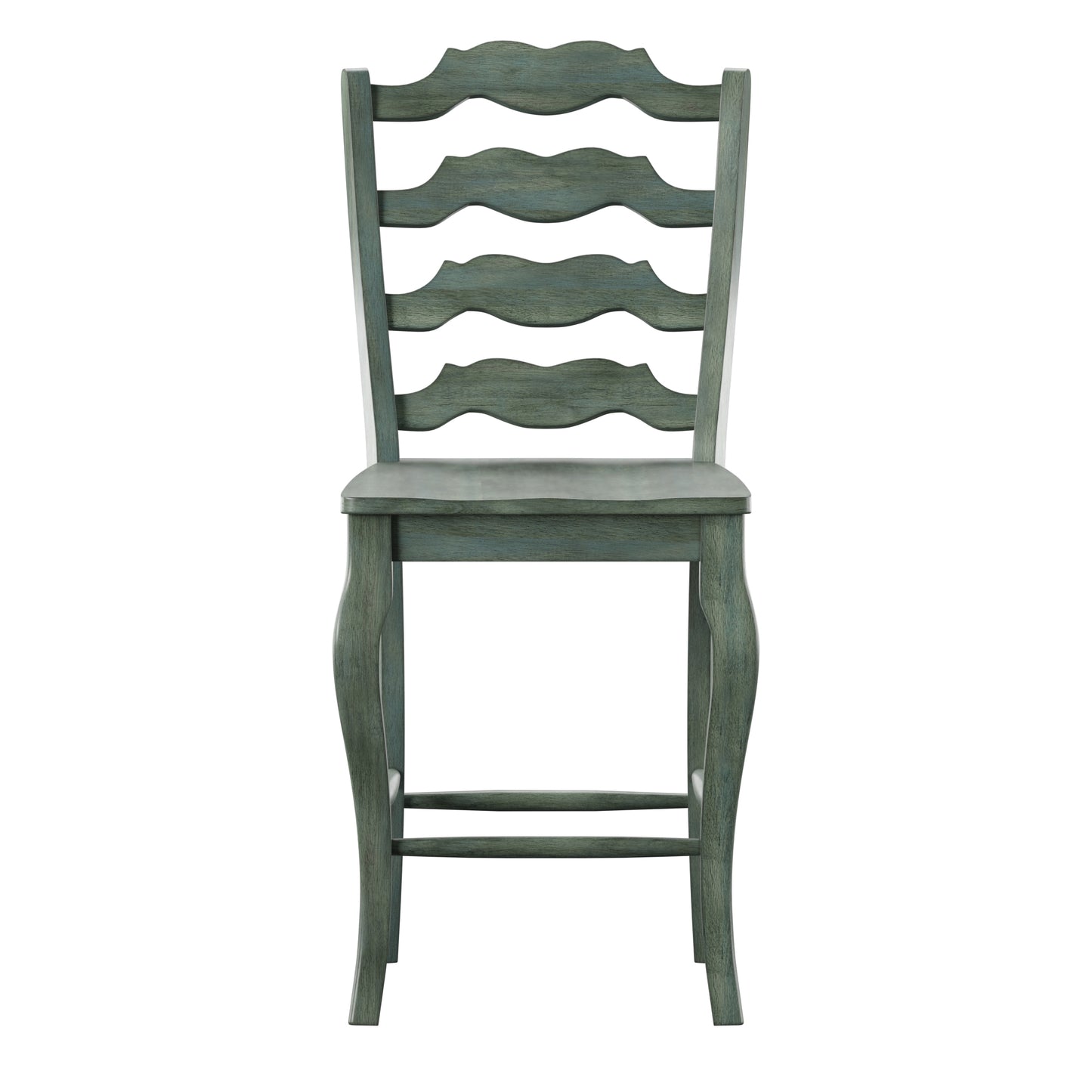 French Ladder Back Wood Counter Height Chairs (Set of 2) - Antique Sage