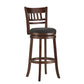 Lattice Back 29"H Swivel Bar Stool - Dark Charry Finish, Dark Gray Linan