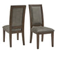 Brown Finish Vegan Leather Dining Chair (Set of 2)