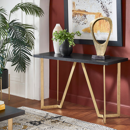 Black and Gold Metal Base Sofa Table