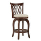 Scroll Back Swivel Stool - 24" Counter Height, Cherry Finish, Beige Linen