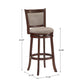 Upholstered Back Swivel Stool - 29" Bar Height, Cherry Finish, Gray Linen