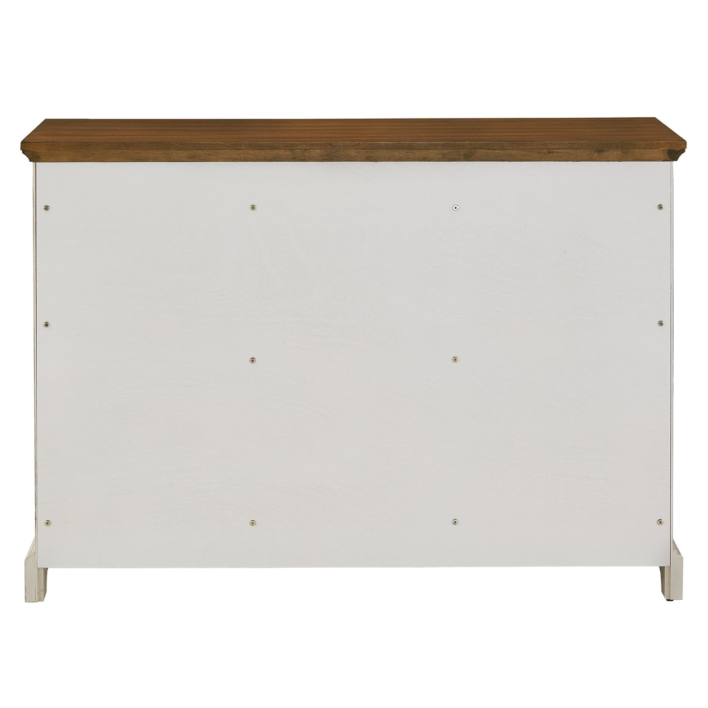 Wood Cabinet Buffet Server - Oak Top with Antique White Base