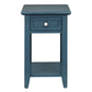 1-Drawer Side Table with Charging Station - Blue Steel