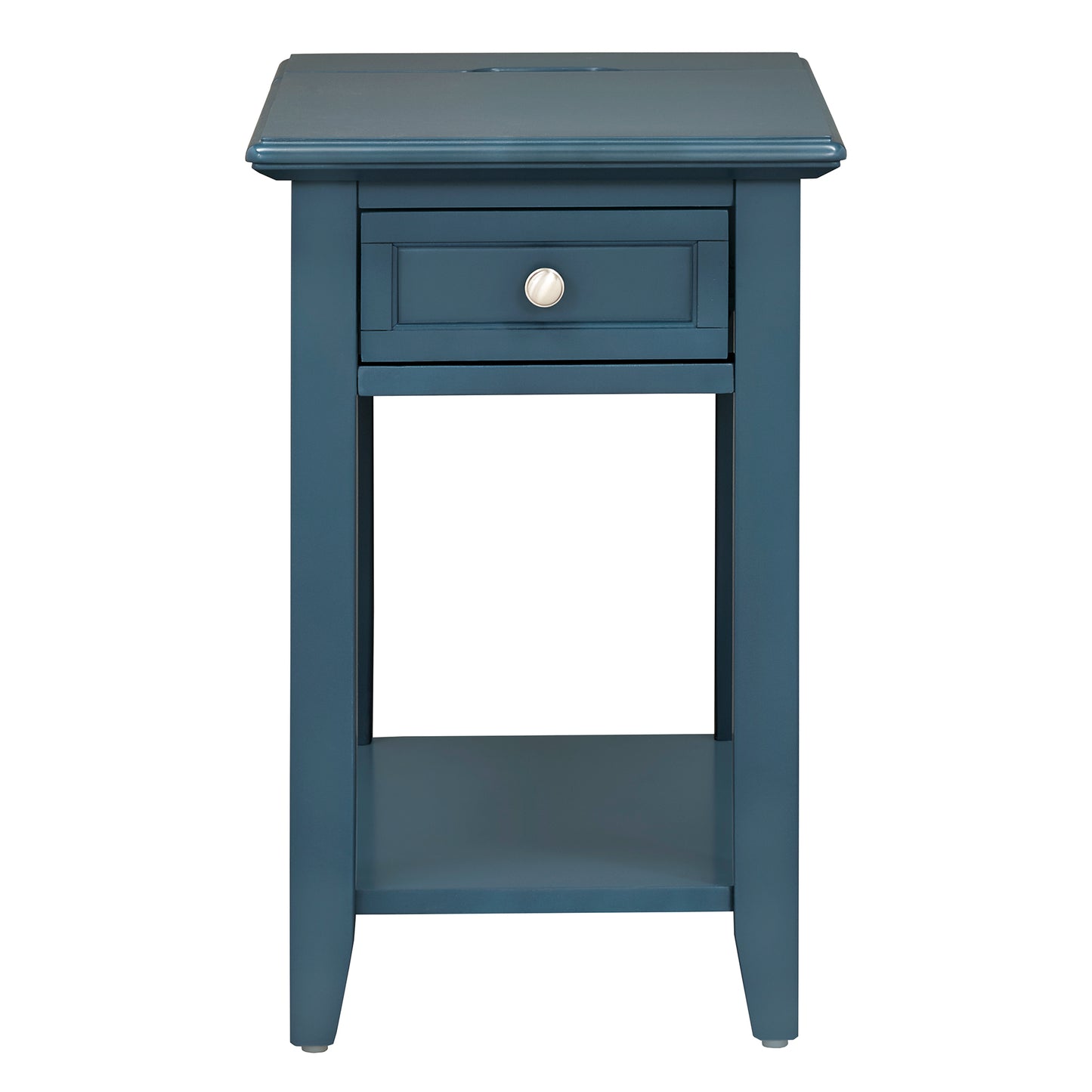 1-Drawer Side Table with Charging Station - Blue Steel