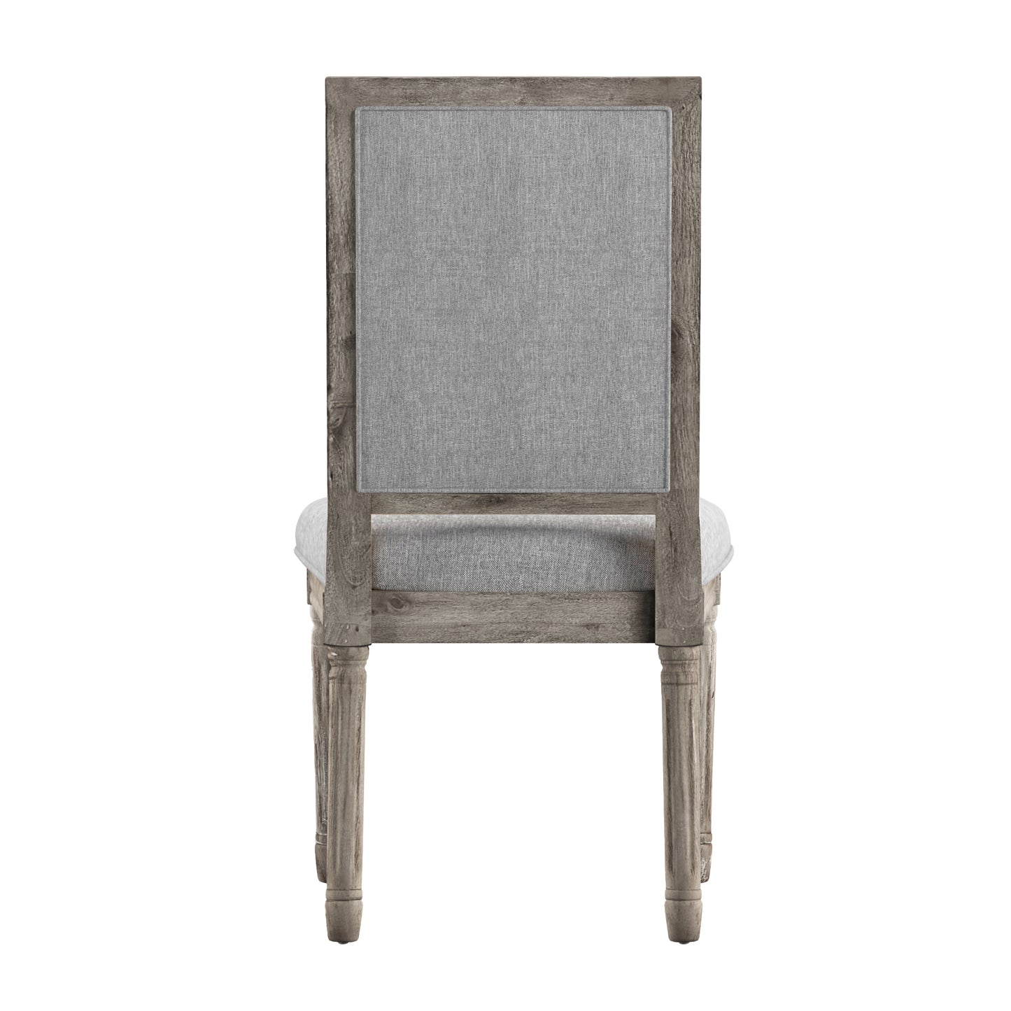 Rectangular Linen and Wood Dining Chairs (Set of 2) - Gray Linen, Antique Gray Oak Finish