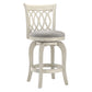 Scroll Back Swivel Stool - 24" Counter Height, Antique White Finish, Gray Linen