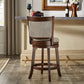 Upholstered Back Swivel Stool - 24" Counter Height, Cherry Finish, Gray Linen