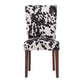 Cowhide Parsons Dining Chairs (Set of 2) - Espresso Finish, Black Cowhide