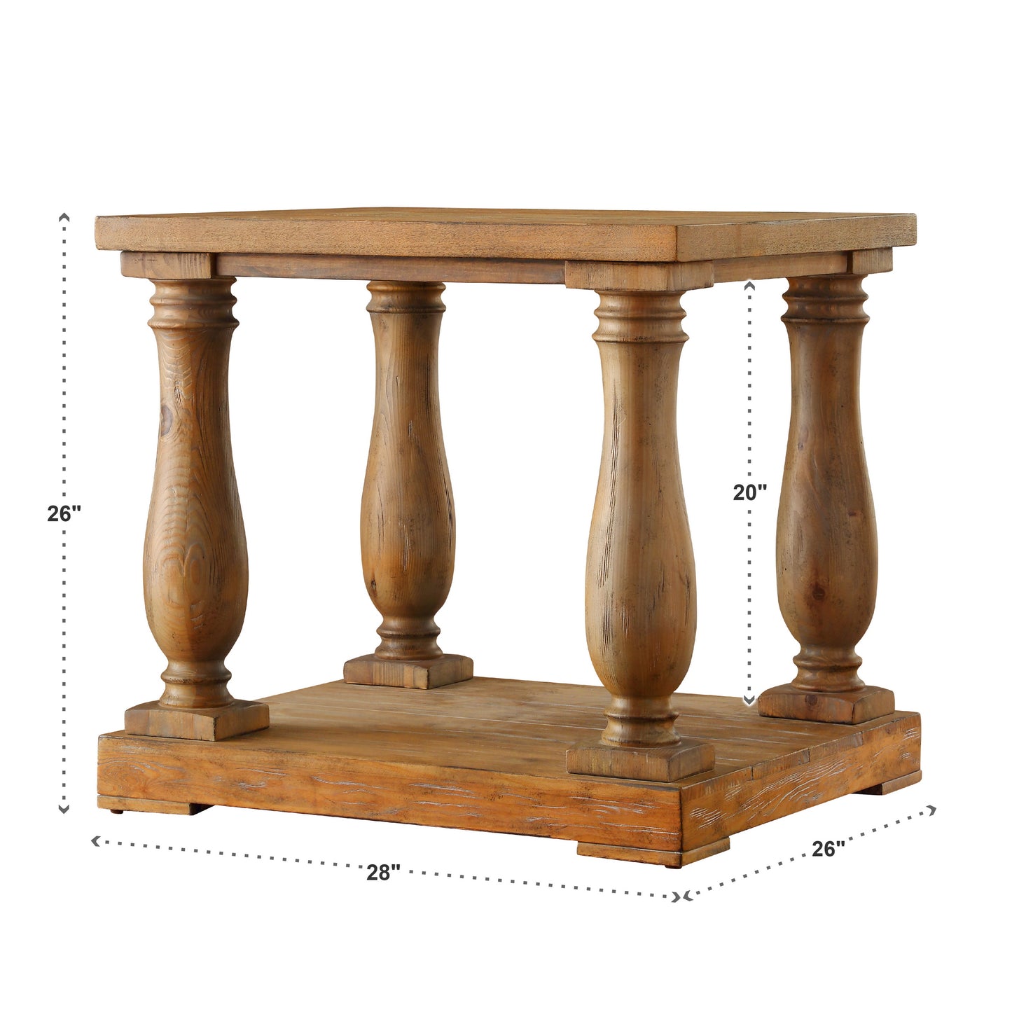 Rustic Pine Baluster 3-Piece Table Set