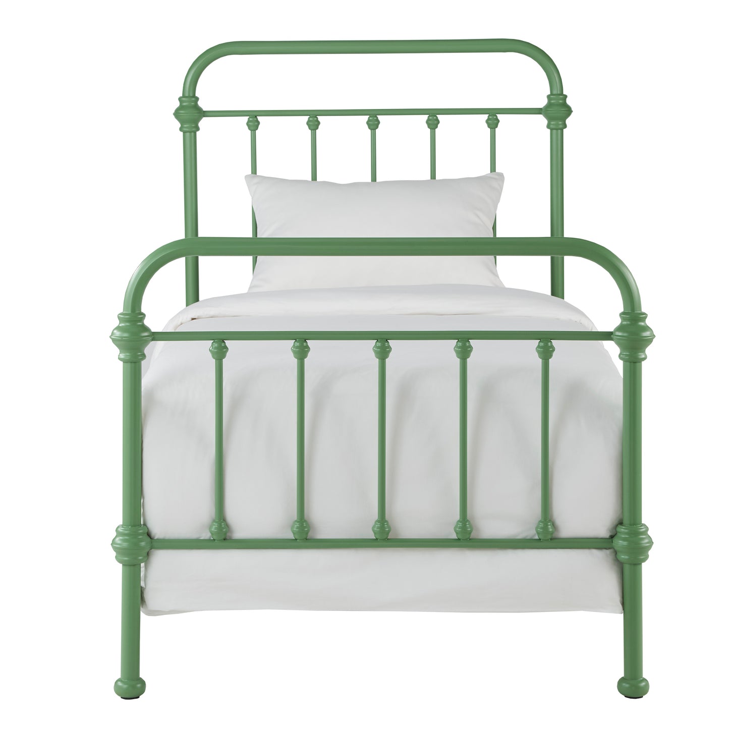 Antique Graceful Victorian Iron Metal Bed - Meadow Green, Twin (Twin Size)