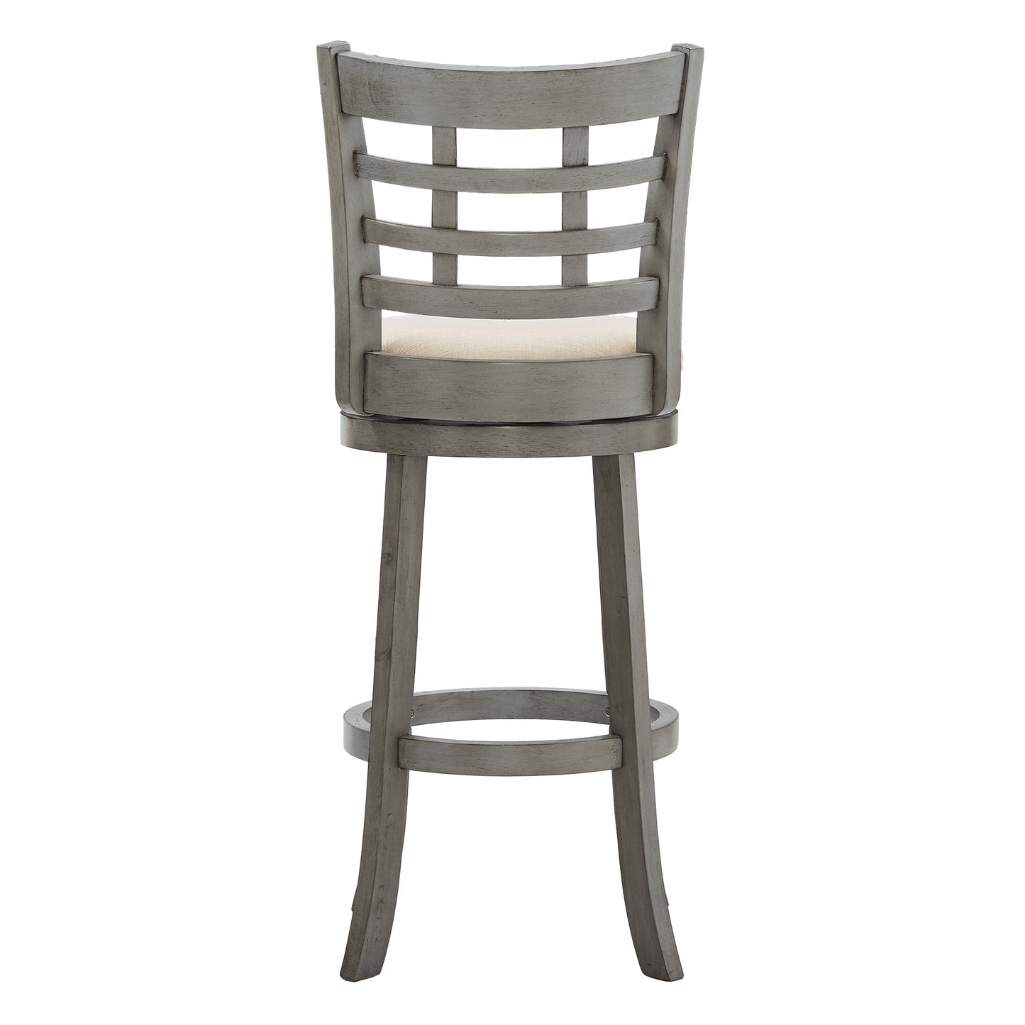 Window Back 29"H Swivel Bar Stool - Antiqua Gray Finish, Baiga Linan