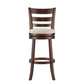 Ladder Back 29"H Swivel Bar Stool - Dark Cherry Finish, Beige Linen