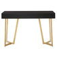 Black Finish Writing Desk with Gold Metal Base