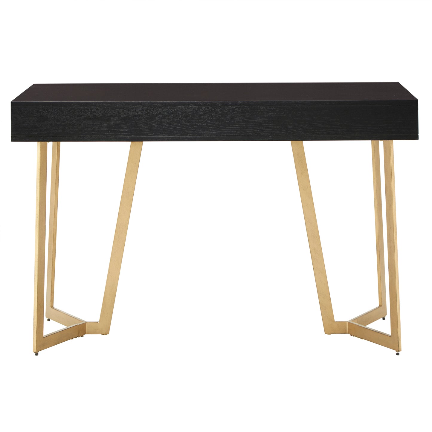 Black Finish Writing Desk with Gold Metal Base