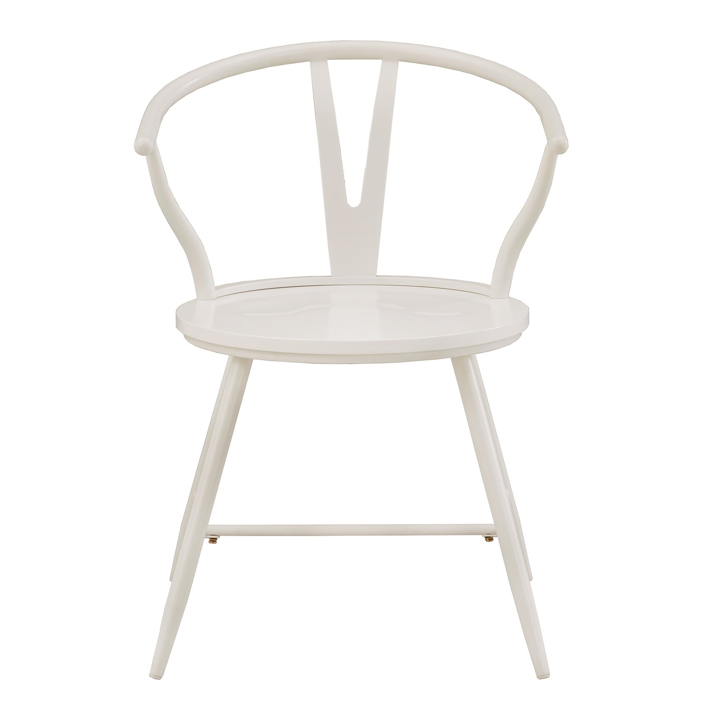 Wishbone Back Metal Side Chair with Wood Seat (Set of 2) - White