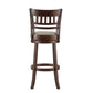 Lattice Back 29"H Swivel Bar Stool - Dark Charry Finish, Gray Linan