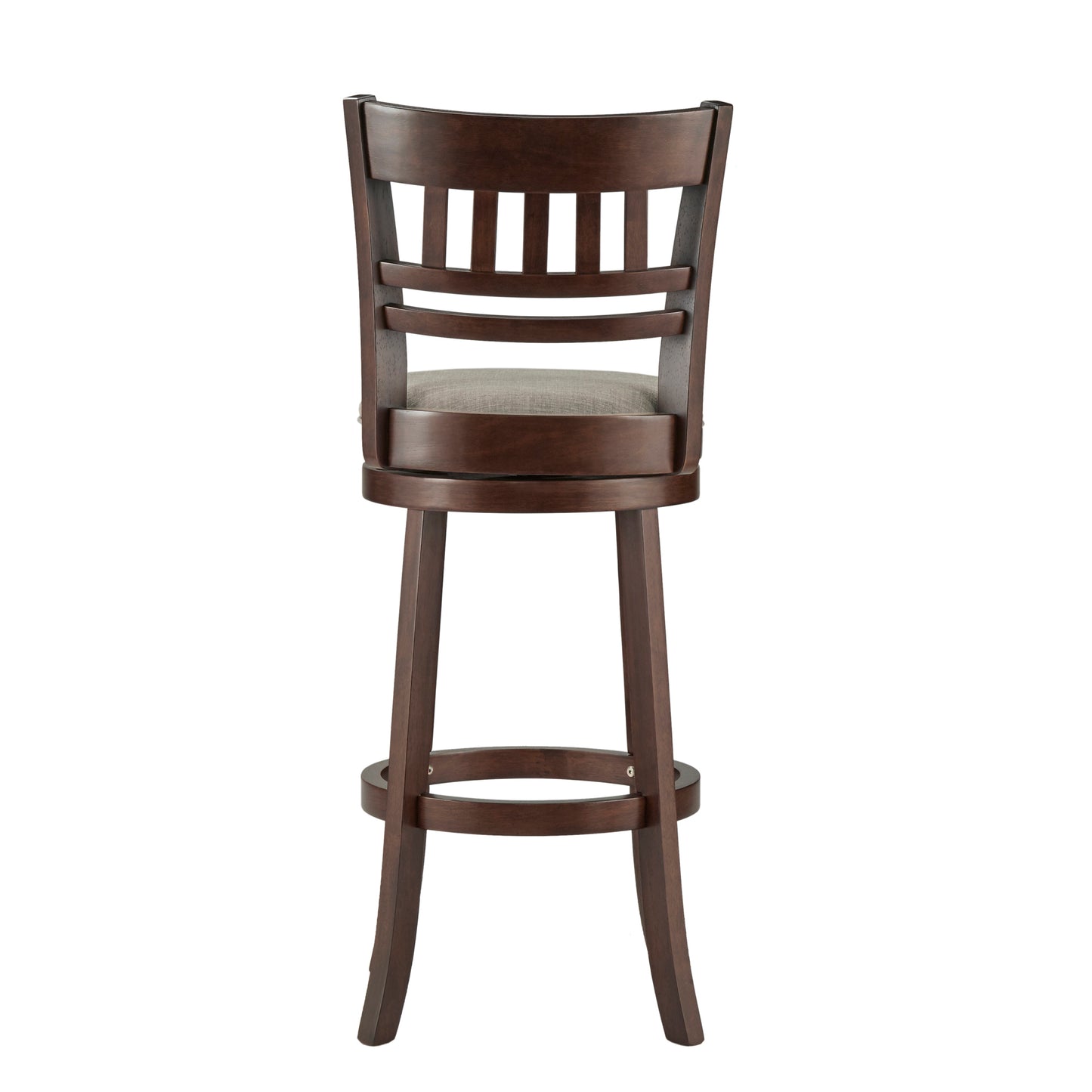 Lattice Back 29"H Swivel Bar Stool - Dark Charry Finish, Gray Linan