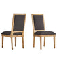 Rectangular Linen and Wood Dining Chairs (Set of 2) - Dark Gray Linen, Natural Finish