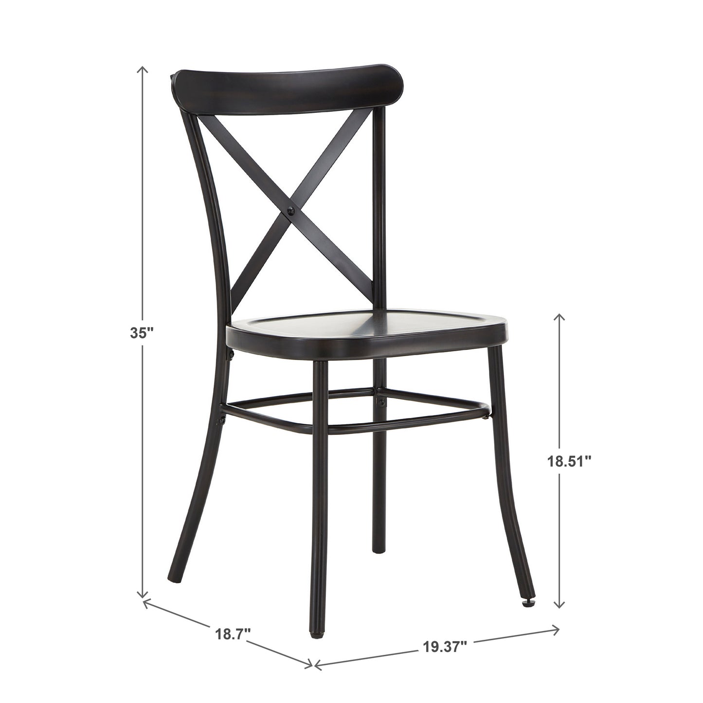 Metal Dining Chairs (Set of 2) - Antique Black Finish