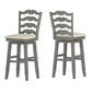 French Ladder Back Swivel Bar Stool - Antique Gray Finish